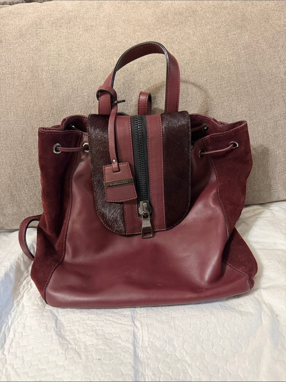 Leather suede backpack